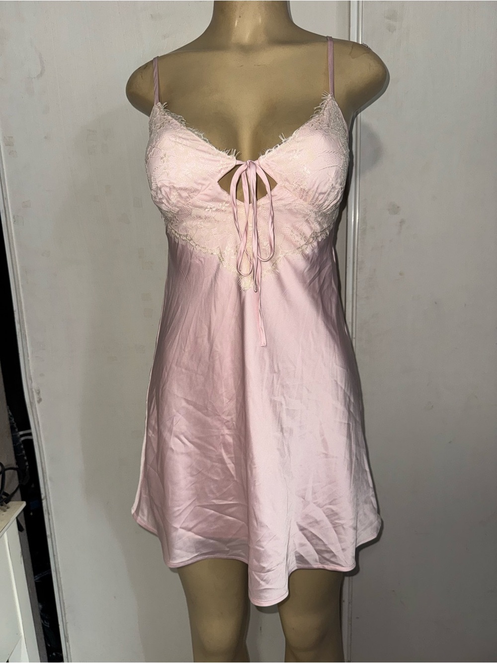 wild fable Pink Satin Lace-Trim Mini Slip Dress - Picture 4 of 7